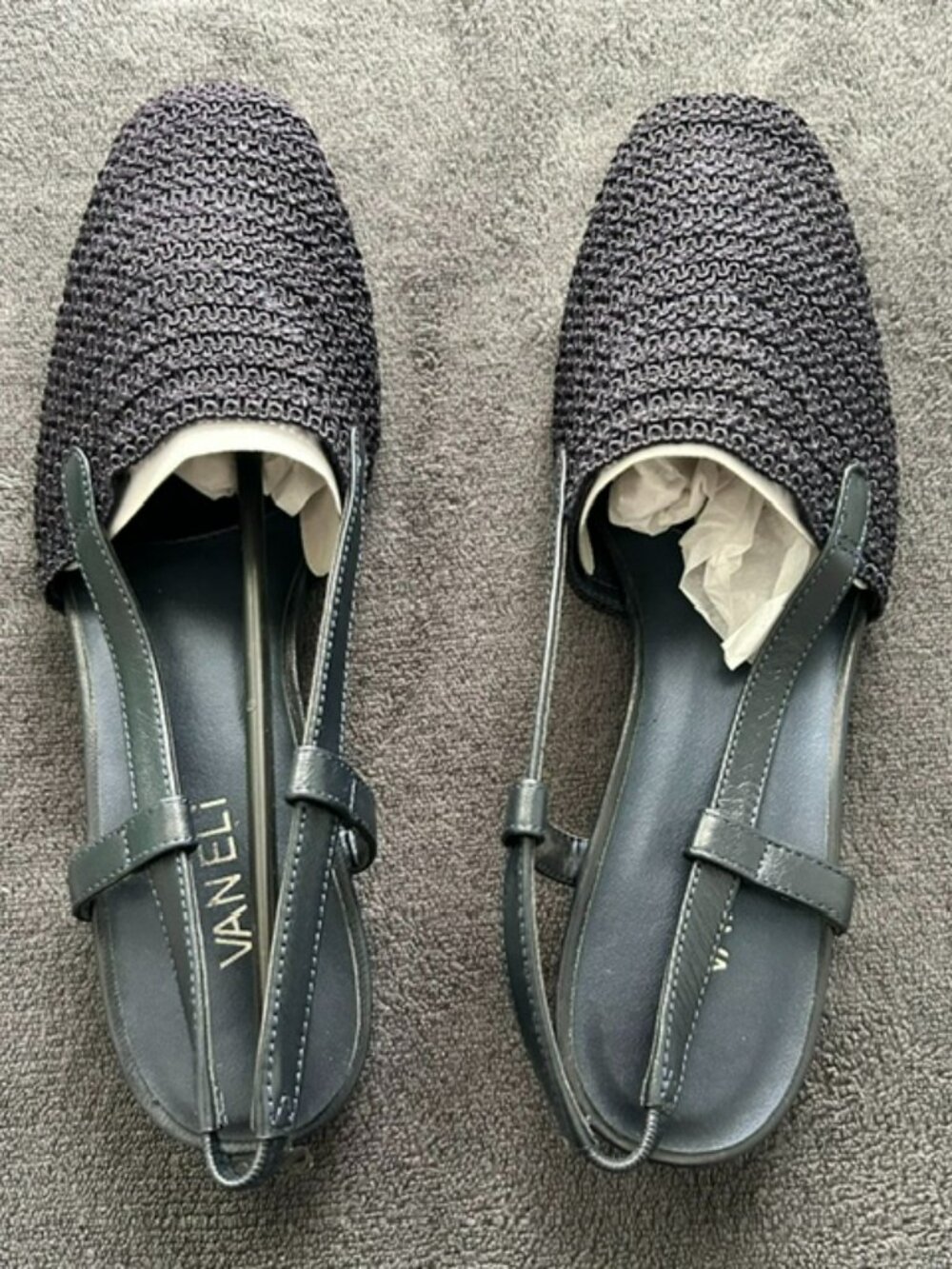 Women's Vaneli Janet Navy Fabric Slingback Shoes, Size 8M